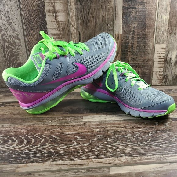 2013 Nike Air Max Defy Run Trainers Women’s Size 6.5 Gray Pink Green 599390-063 - Picture 2 of 7